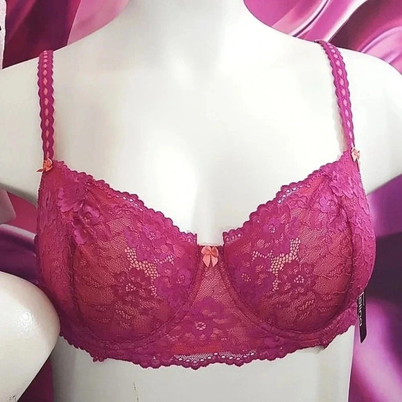 32DDD Felina 5894 Harlow Sheer Lace Full Bust Demi Underwire Bra NWT - Picture 4 of 11
